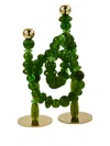 Polspotten Beaded Candlestick Holders In Green