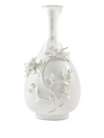 Polspotten Bird-adorned Porcelain Vase In White