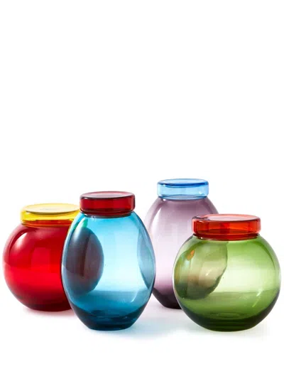 POLSPOTTEN BLUE BLOATED CAPS AND JARS SET