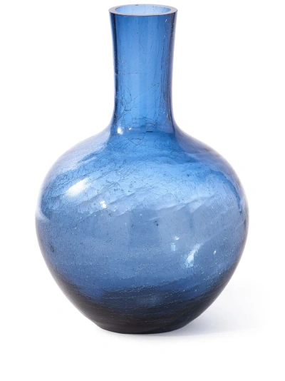 Polspotten Blue Crackled Ball Body Glass Vase