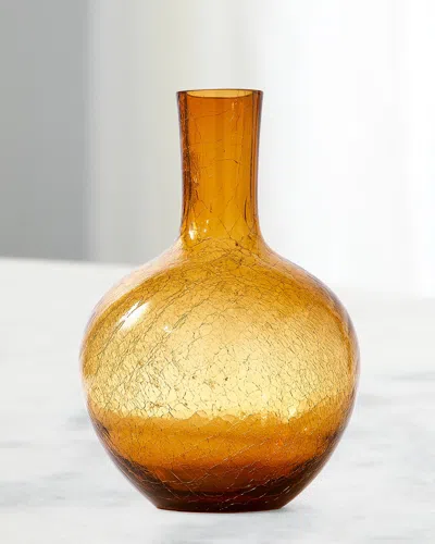 Polspotten Crackled Glass Ball Body Vase - 12.6" In Yellow