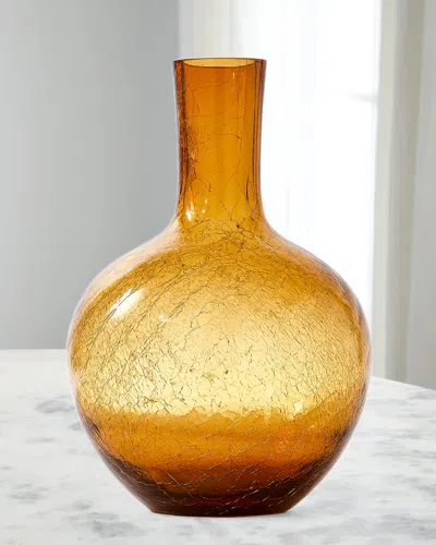 Polspotten Crackled Glass Ball Body Vase - 19.7" In Yellow