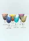 Polspotten Set Of 6 Cutting Multicolor Wine Glasses In Multicolour