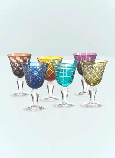 Polspotten Cuttings Set Of Six Wine Glasses In Multi