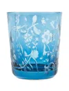 Polspotten Engraved-floral Glass Tumblers In Blue