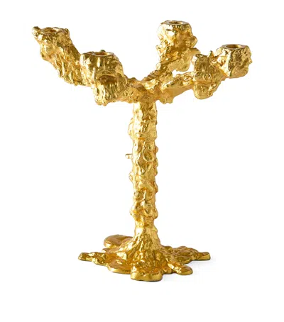 Polspotten Four-arms Drip Candle Holder In Gold
