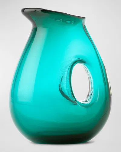 Polspotten Glass Jug With Cut-out Handle In Blue