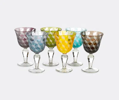 Polspotten Blocks Set Of 6 Wine Glasses In Multicolor