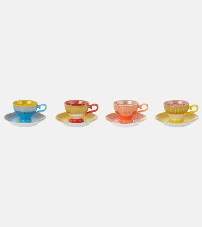Polspotten Grandma Set Of 4 Espresso Cups And Saucers In Multi