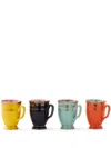 Polspotten Grandpa Porcelain Mugs (set Of Four) In Black