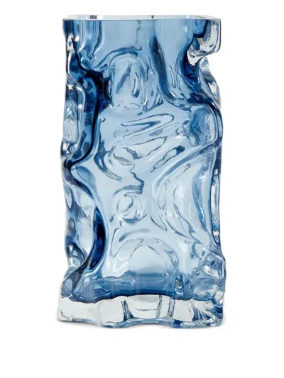 Polspotten Ice Sculptural Glass Vase (29cm X 16cm X 15cm) In Blue