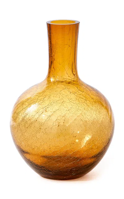 Polspotten Large Cracked Glass Vase In Yellow