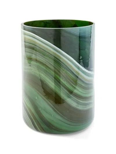 Polspotten Large Marbled Glass Vase In Green