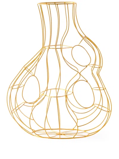 Polspotten Large Three Ears Metal Vase In Yellow