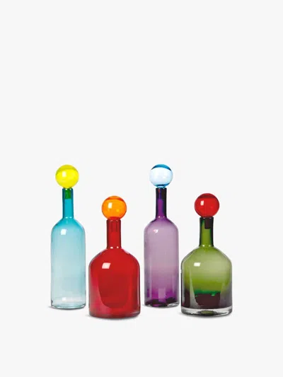 Polspotten Set-of-four Bubbles & Bottles Glass Ornaments In Multi