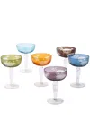 Polspotten Multicolour Peony Coupe Glass Set In White