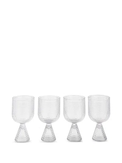 Polspotten Rooftop Textured Wine Glasses (set Of Four) In Transparent