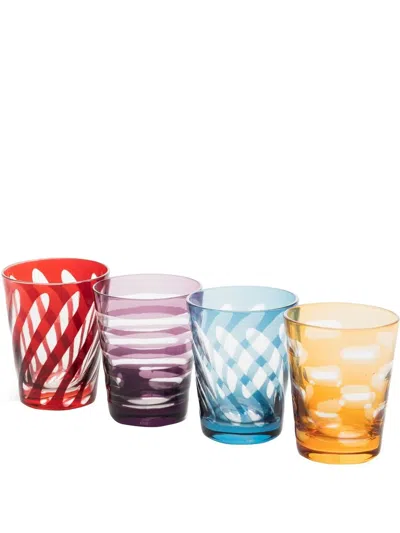 Polspotten Set Of 4tubular Glass Tumblers In Blau