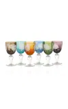 Polspotten Set-of-six Peony Wine Glasses In Multi