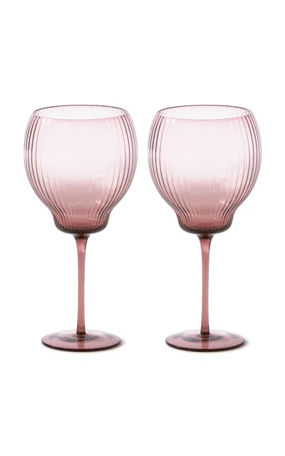 Polspotten Set-of-two Glass Wine Glasses In Pink