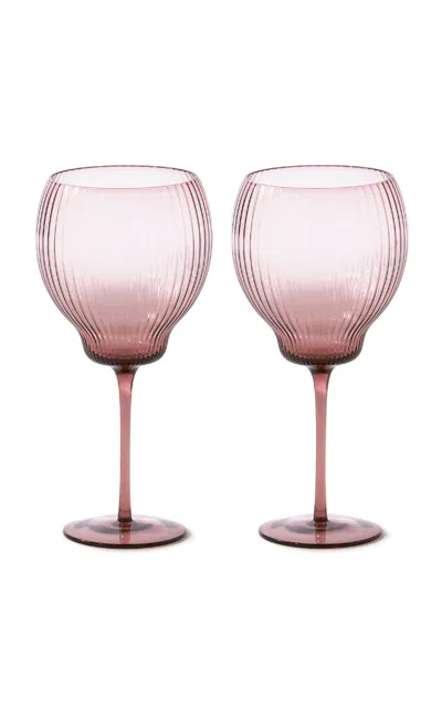 Polspotten Set-of-two Glass Wine Glasses In Purple