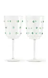 Polspotten Set-of-two Nob Wine Glasses In Green