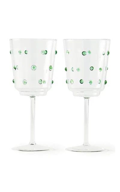 Polspotten Set-of-two Nob Wine Glasses In Green
