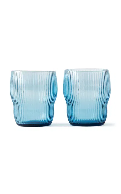 Polspotten Set-of-two Pum Glass Tumblers In Light Blue