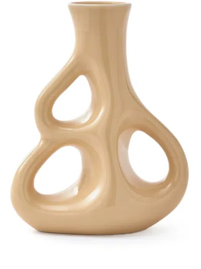 Polspotten Small Three Ears Ceramic Vase (21cm X 9cm) In Neutrals