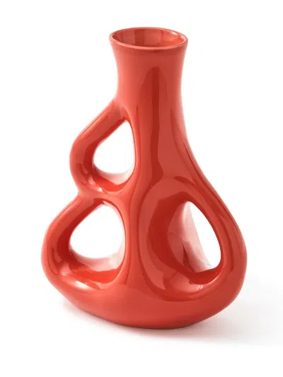 Polspotten Small Three Ears Ceramic Vase In Red