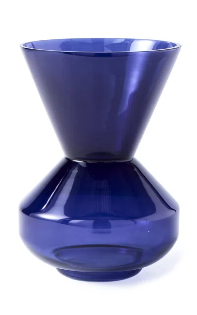 Polspotten Thick Neck Glass Vase In Blue