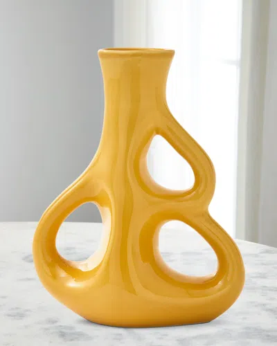 Polspotten Three Ears 20" Vase In Yellow