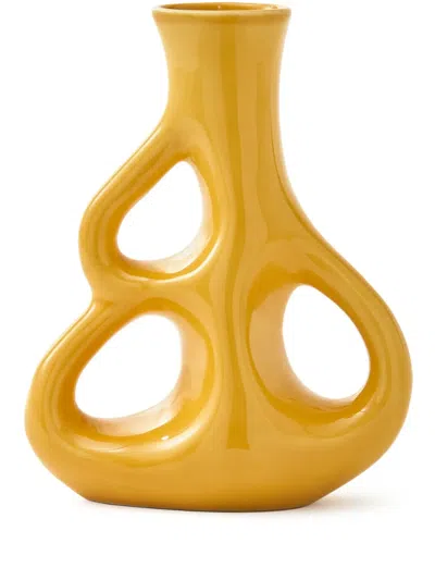 Polspotten Three Ears Ceramic Vase (50.5cm X 22cm) In Yellow