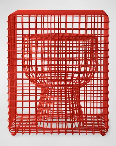 Polspotten Tip Tap Wire Stool, Red