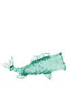 Polspotten Blue Fish Glass Jar In Green