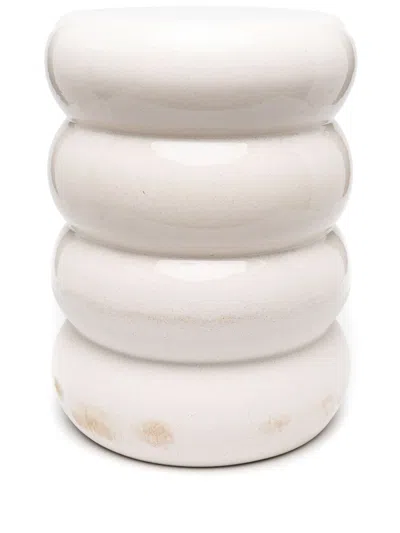 Polspotten White Chubby Ceramic Stool In Weiss