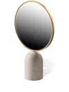 POLSPOTTEN WHITE ROUND MIRROR WITH MARBLE BASE