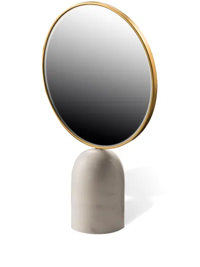 Polspotten White Round Mirror With Marble Base