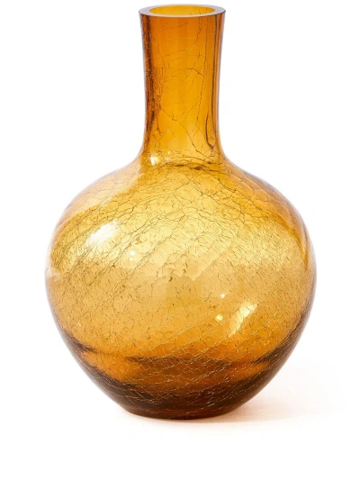 Polspotten Yellow Crackled Ball Body Glass Vase