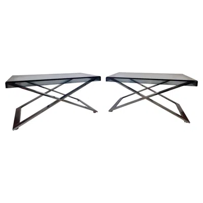 Pre-owned Poltrona Frau 1970s Pair Of  Aster X Side Tables Jean-marie Massaud In Gray