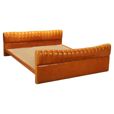 Pre-owned Poltrona Frau Letto Matrimoniale Luigi Massoni Per  Anni 70 Rivestito In Pelle. In Brown