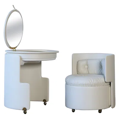 Pre-owned Poltrona Frau Luigi Massoni Dilly Dally Vanity Table And Chair, , Italy, 1960s In Gray