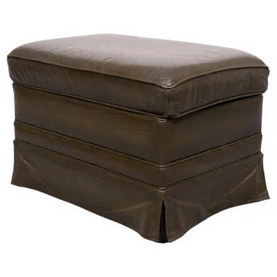 Pre-owned Poltrona Frau Mid-century Modern Dark Green Leather Pouf,  Style, 1975