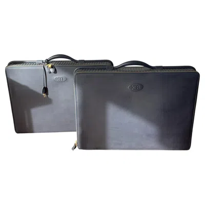 Pre-owned Poltrona Frau Pair Of Rigid Suitcases, Designed By Ettore Bugatti For , 1990 In Gray