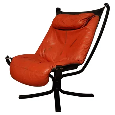 Pre-owned Poltrona Frau Viking Club Chair By  In Red Leather, Mid-century Modern