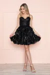 Poly Usa 9432 Prom A Line Homecoming Short Corset Cocktail Dress In Black