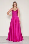 Poly Usa 9610 Long Formal Beaded A Line Prom Dress In Pink
