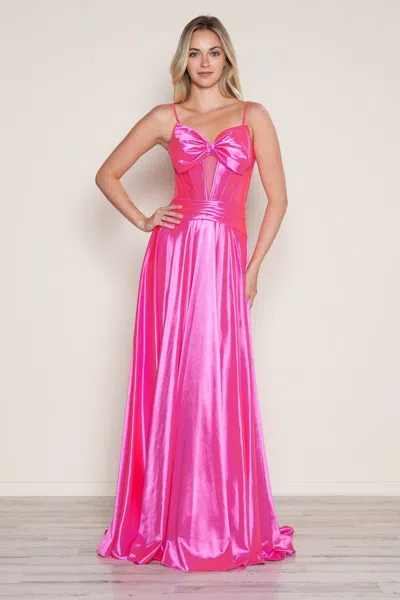 Poly Usa 9702 Long Formal A Line Corset Prom Dress In Pink