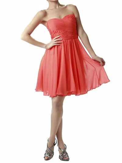 Poly Usa Ruched Short Strapless Sweetheart Dress In Orange