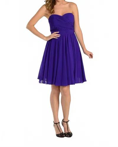 Poly Usa Ruched Short Strapless Sweetheart Dress In Purple In Blue